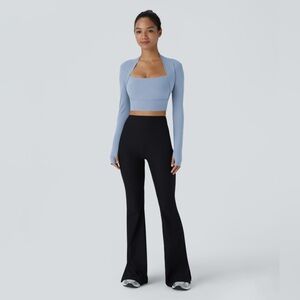 Halara SoftlyZero Plush Long Sleeve Thumb Hole 2-in-1 Cropped Yoga Sports Top